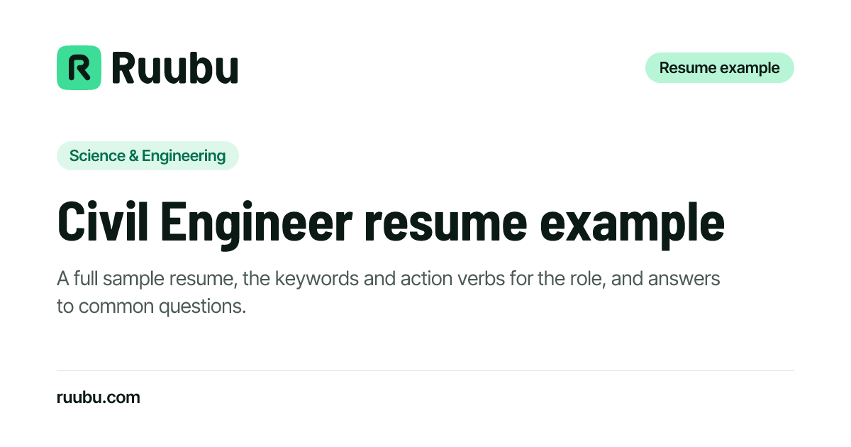 Civil Engineer Resume Example & Writing Guide (2026) · Ruubu