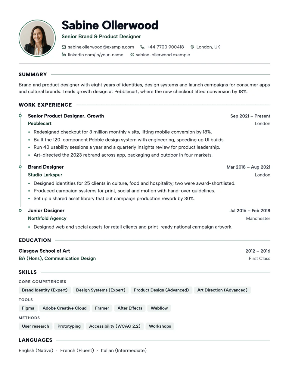 Preview of the Lumen resume template