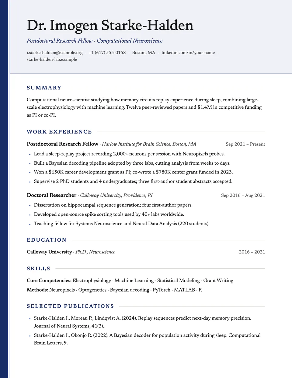 Lyceum resume template, first page